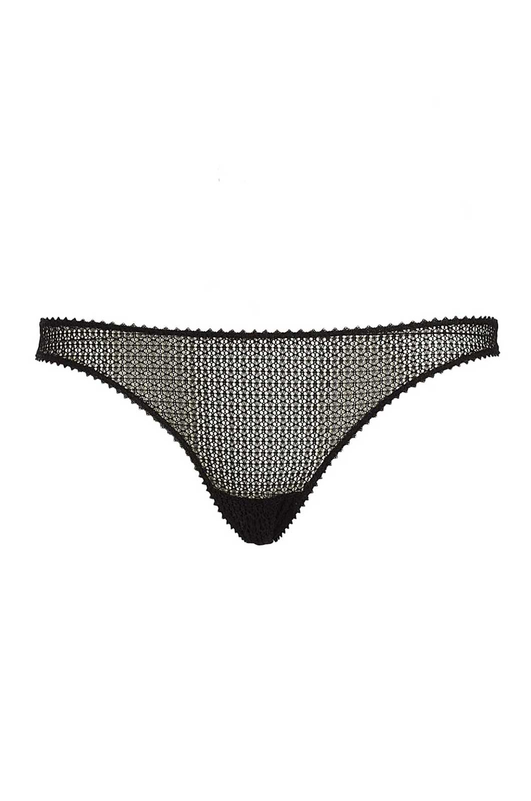 Black elastic crochet thong