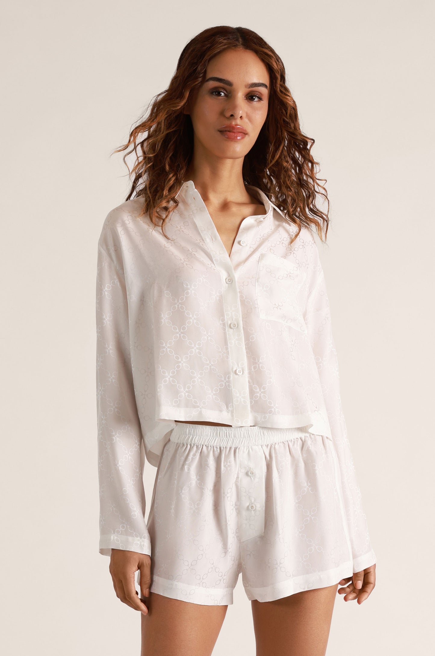 HANDCUFF JACQUARD CROPPED PJ TOP