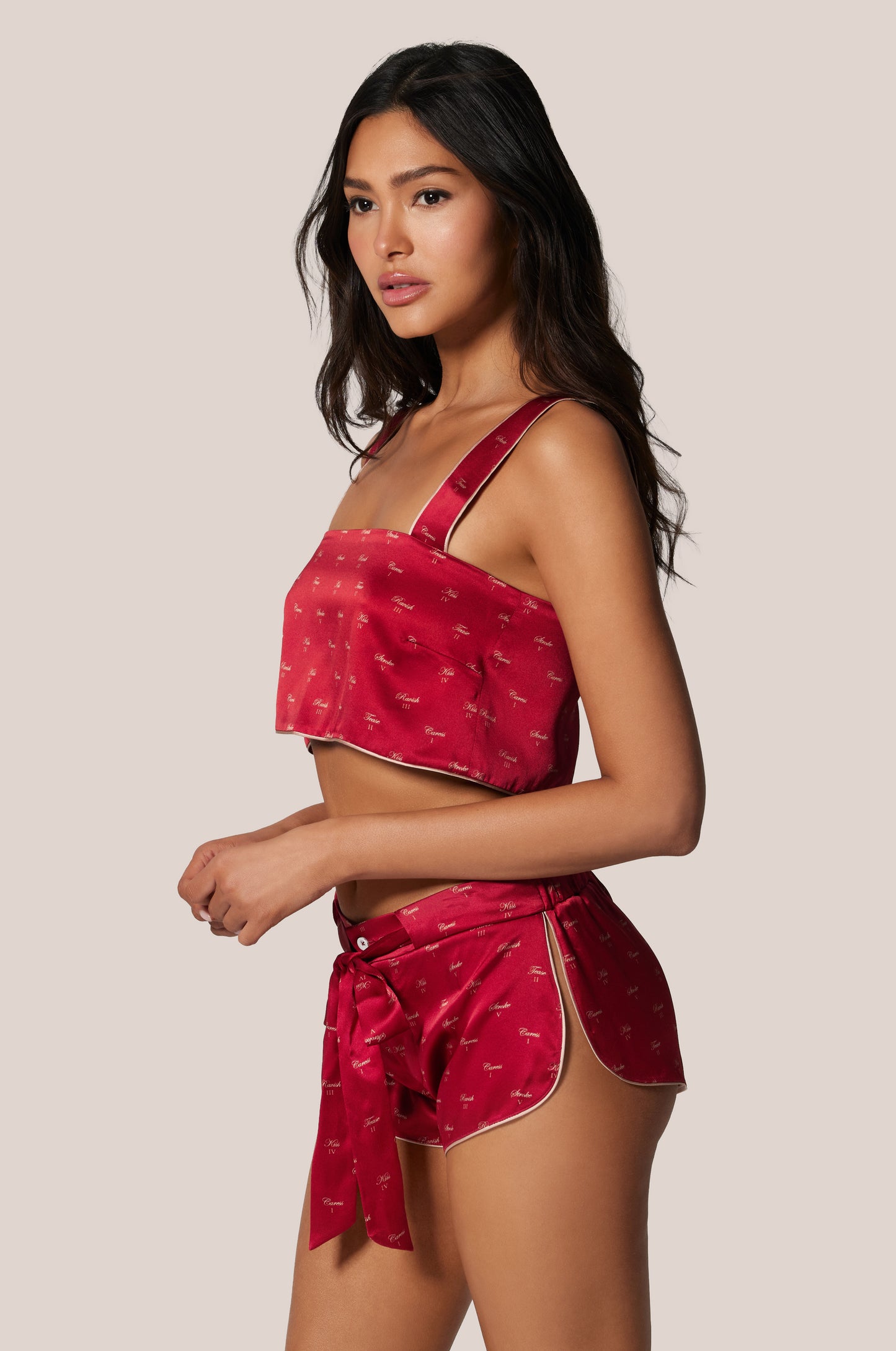 SILK LOUNGE KISS PRINT TAP SHORT