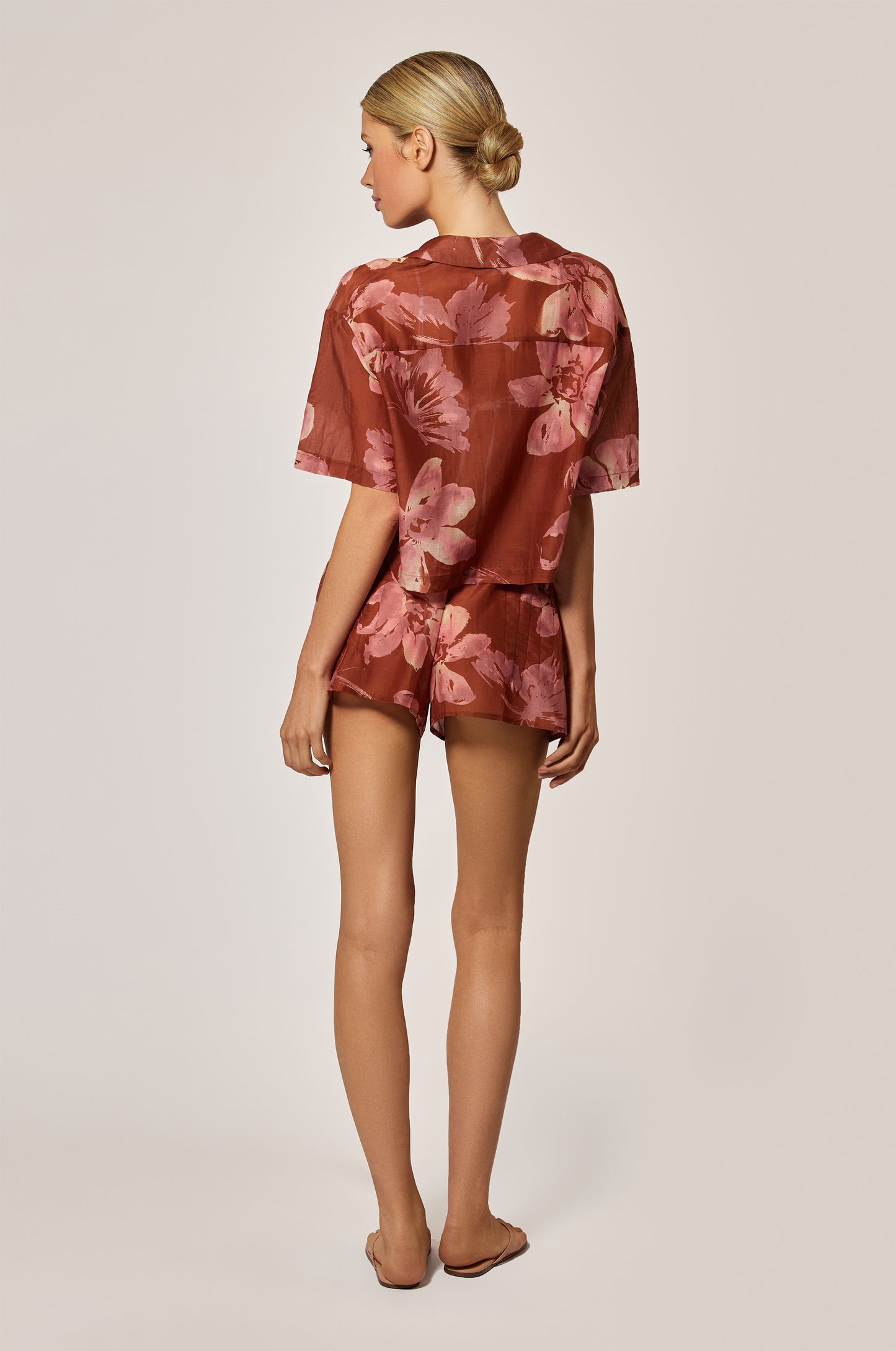 PAPILLON ET ORCHIDEE PRINT SHORT
