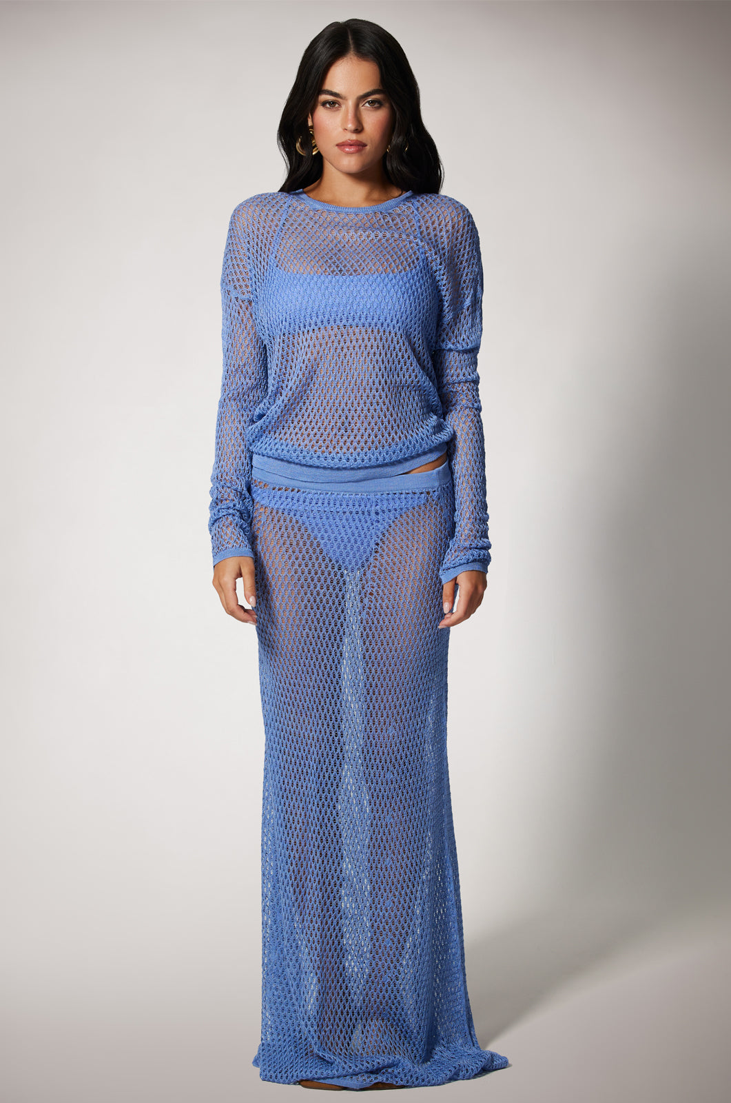 SILK CROCHET LONG SLEEVE TOP