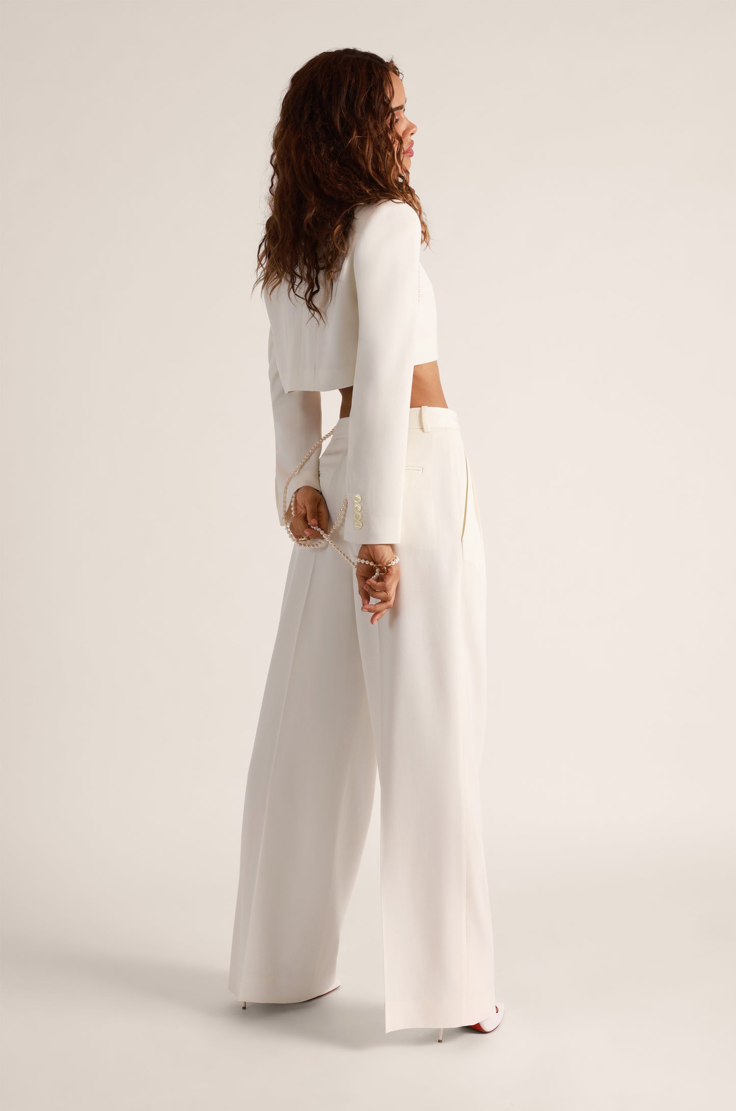 SUITING WIDE LEG DOUBLE PLEAT PANT