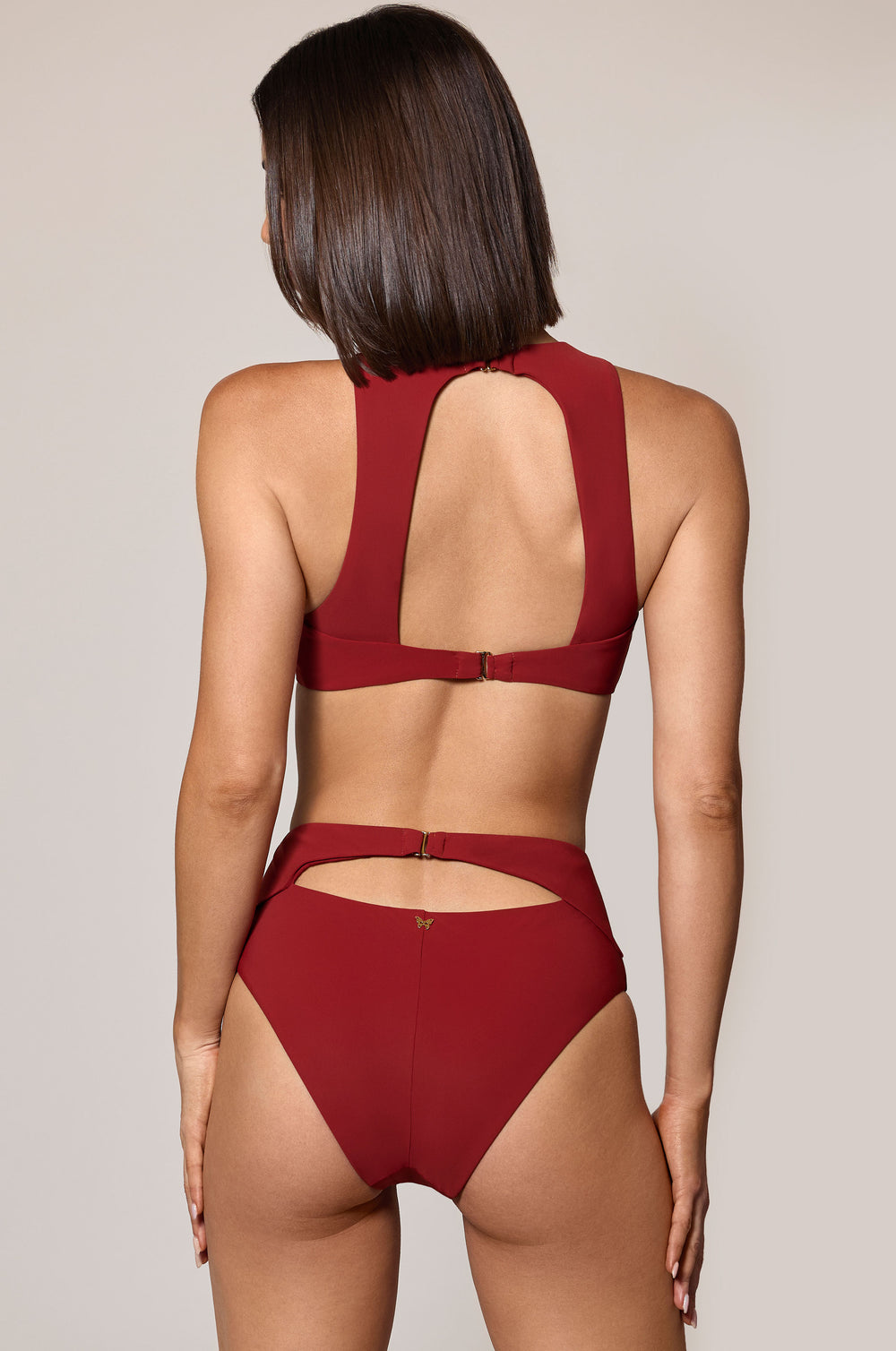 Clay Red Halter Swim Bikini Crop Top Back
