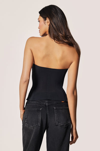 Black Front Clasp Opening Square Neck Corset, back