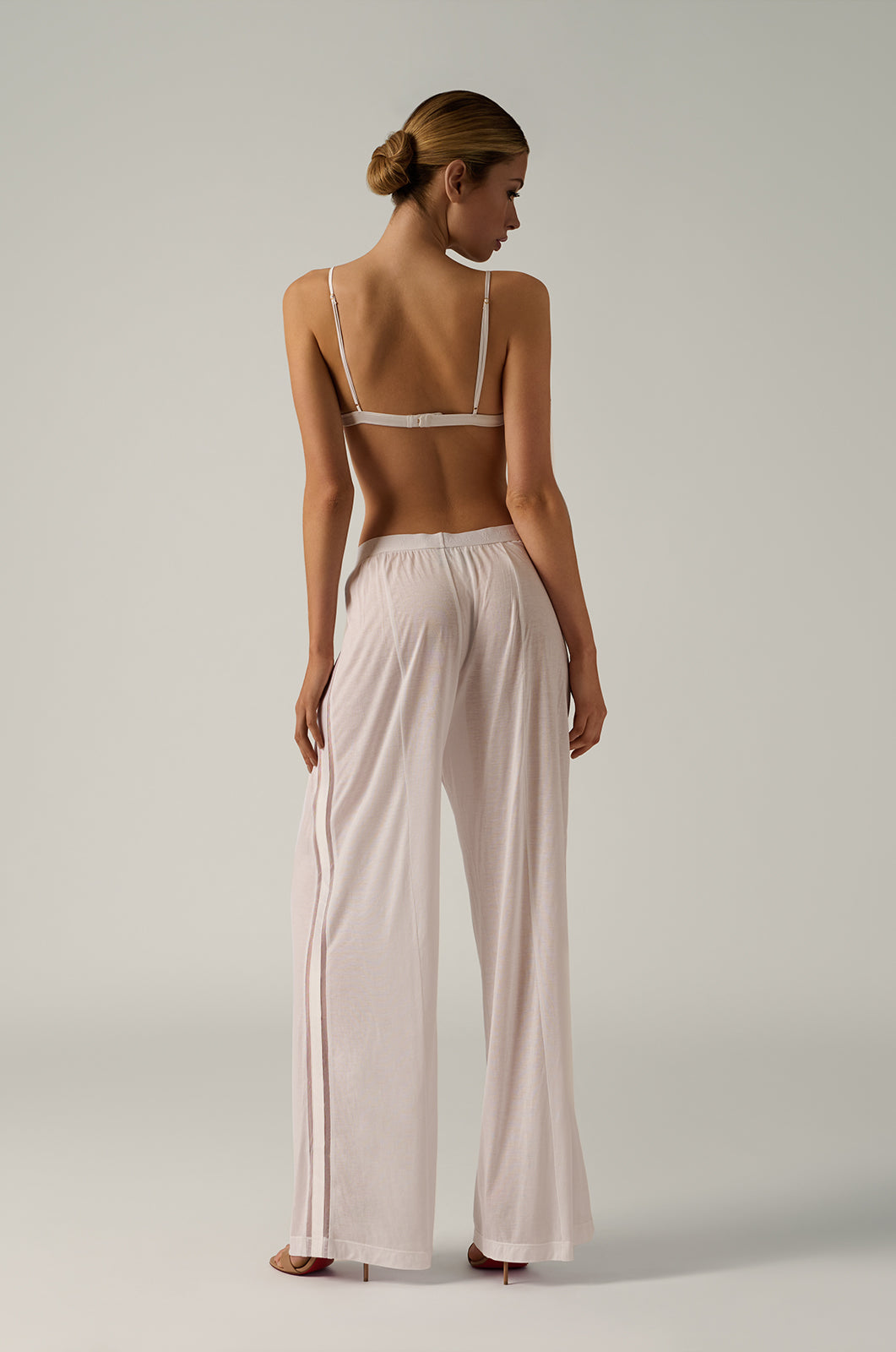 soft ivory lounge pant with two button boxer detail