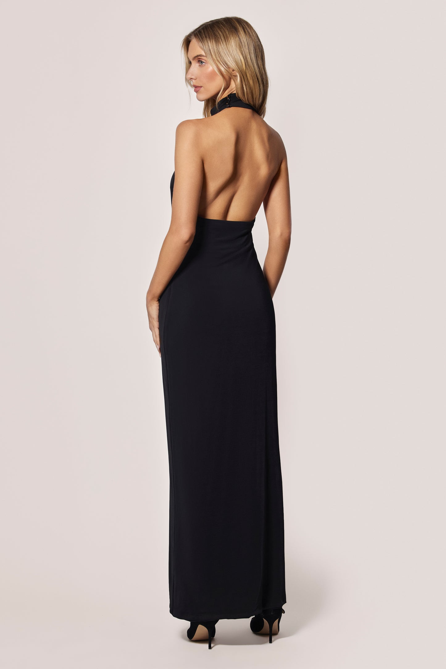 VISCOSE JERSEY HALTER LONG DRESS