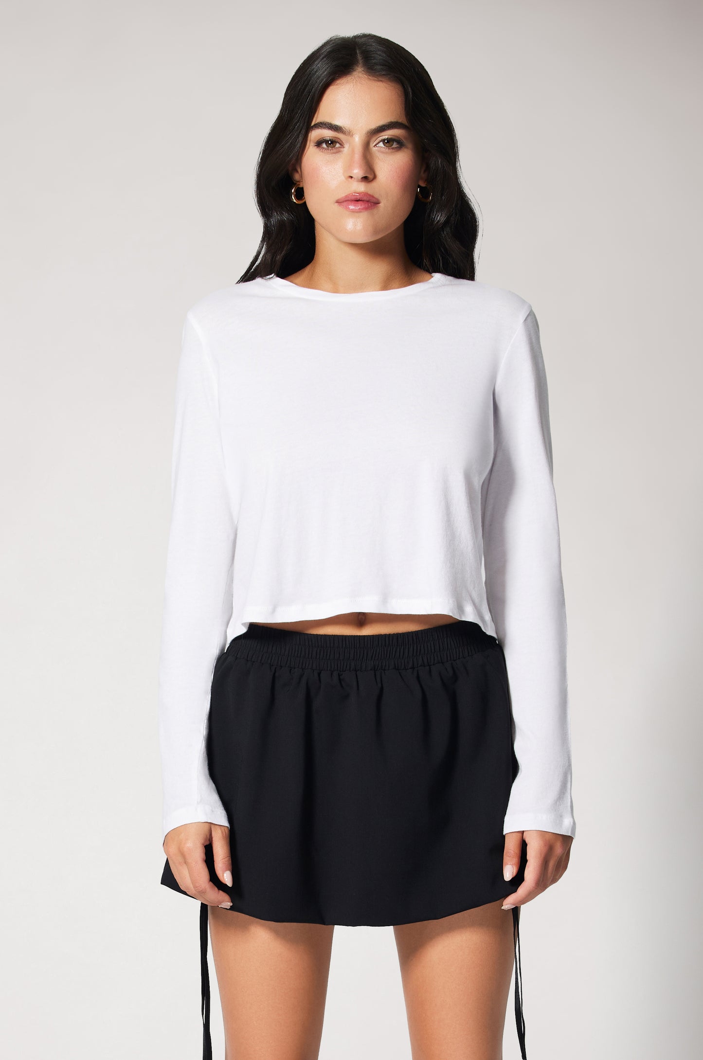 Silk Touch Long Sleeve Crew White Front