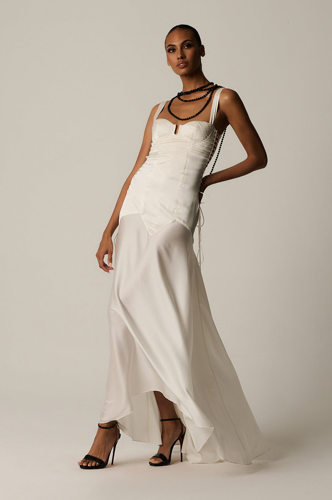 Maxi bustier gown with lace up side