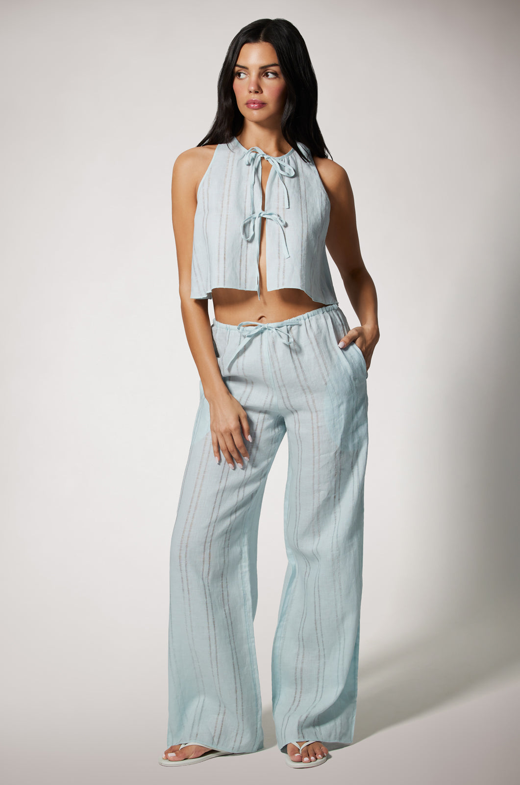 LINEN STRIPE PANT