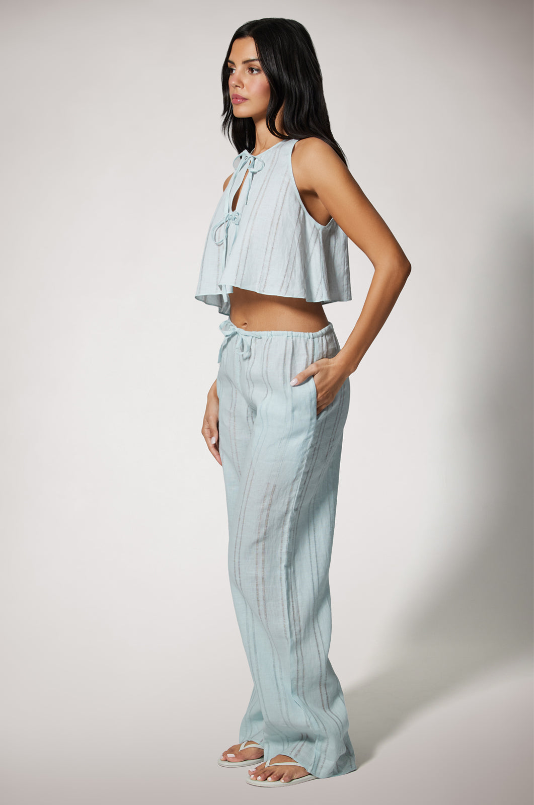LINEN STRIPE PANT
