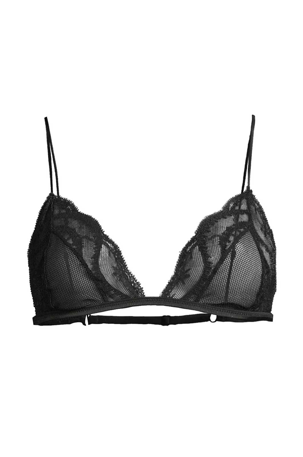 French lace triangle bra sheer scalloped detail thin straps 
