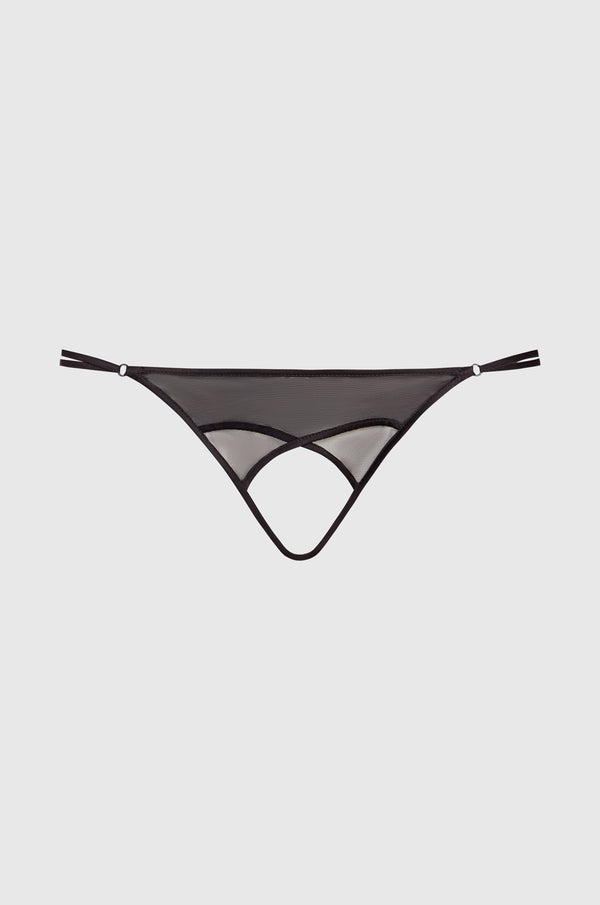 black transparent maxim ouvert panty, exposed crotch area