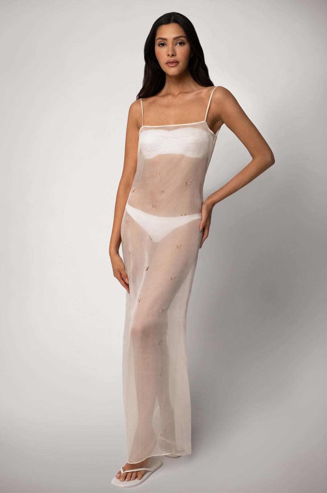 PAPILLON LASER CUT ORGANZA LONG DRESS