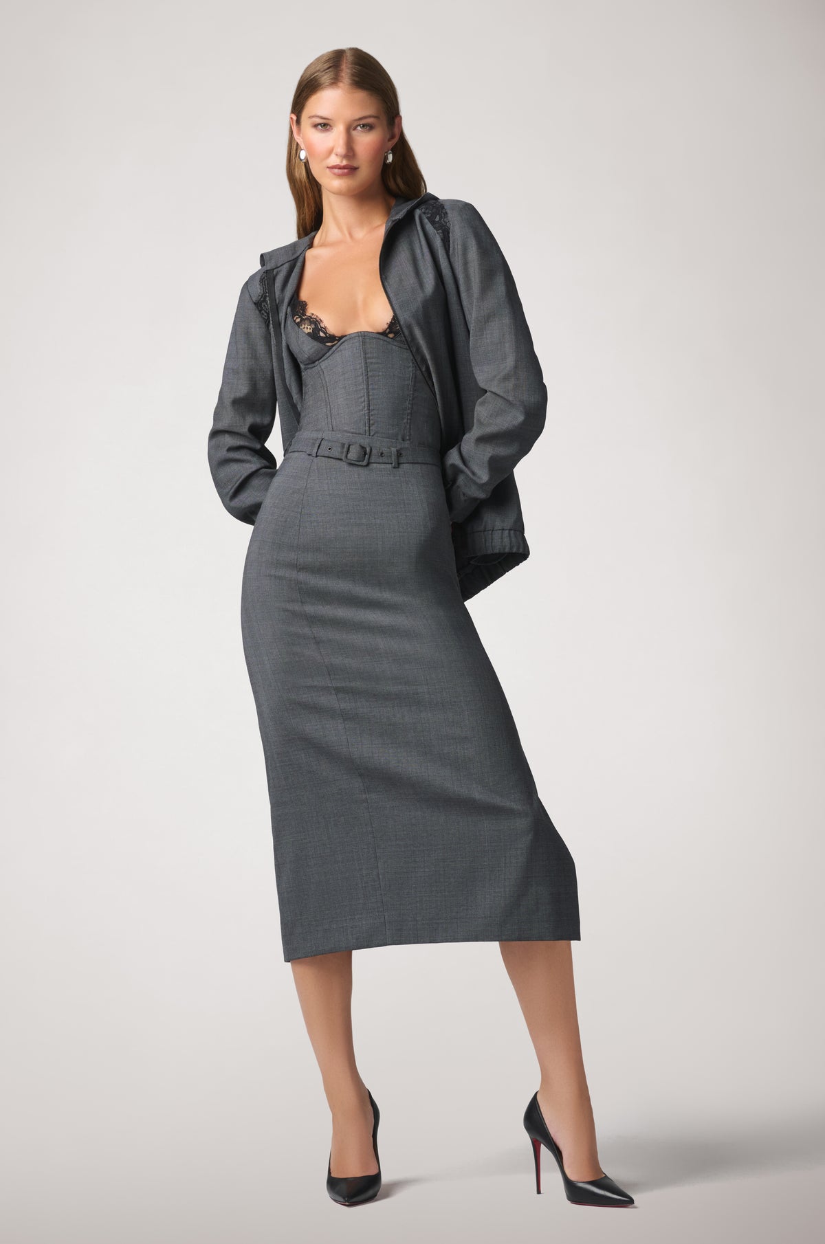PRINCE OF WALES MIDI SKIRT