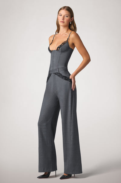  Kiki de Montparnasse, Prince of Wales bustier with the Prince of Wales wide leg pant, side.
