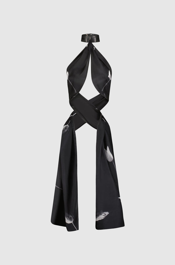 Black and White printed bondage scarf, can be worn as a halter top out of the bed room