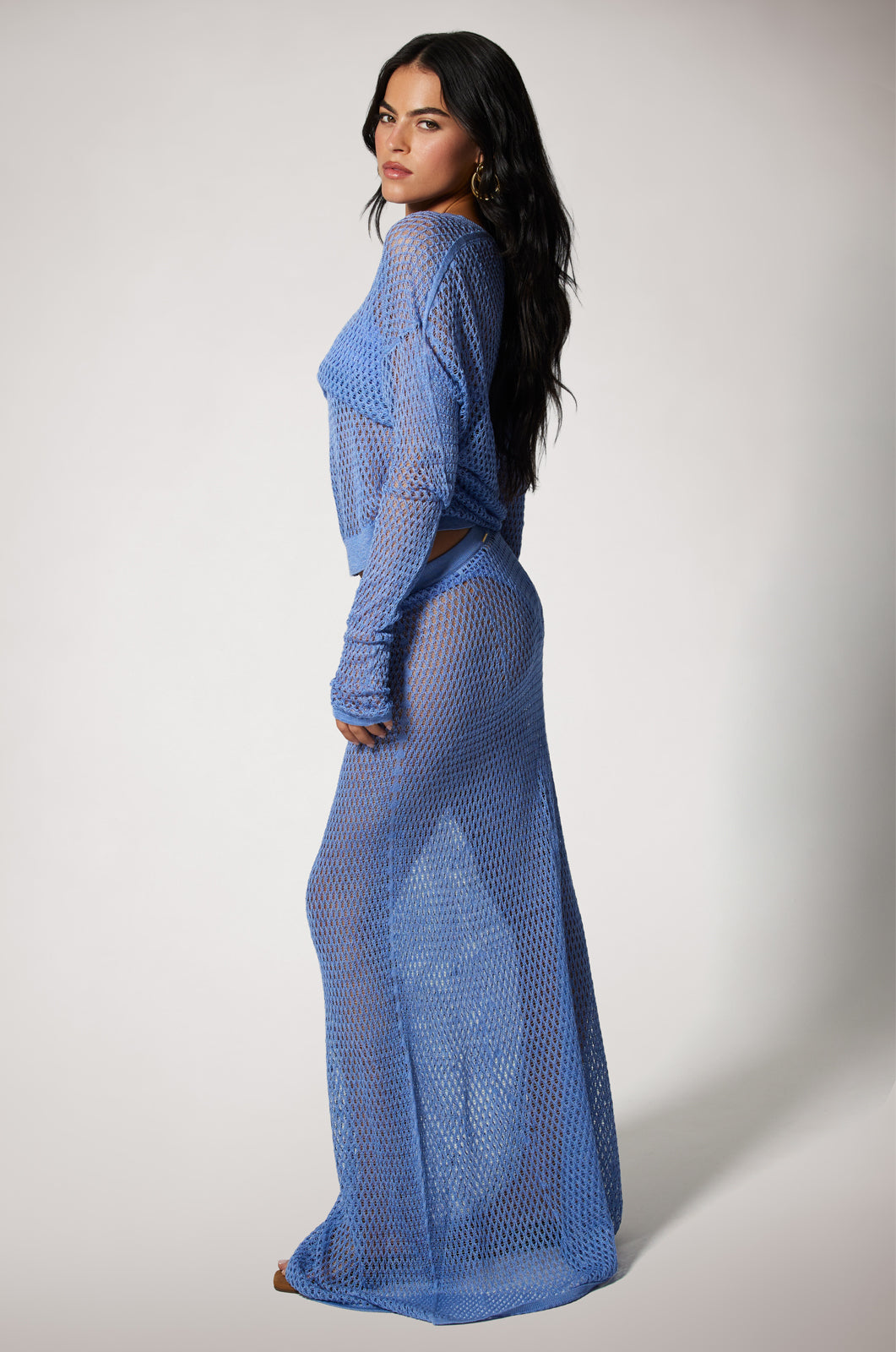 SILK CROCHET LONG SLEEVE TOP