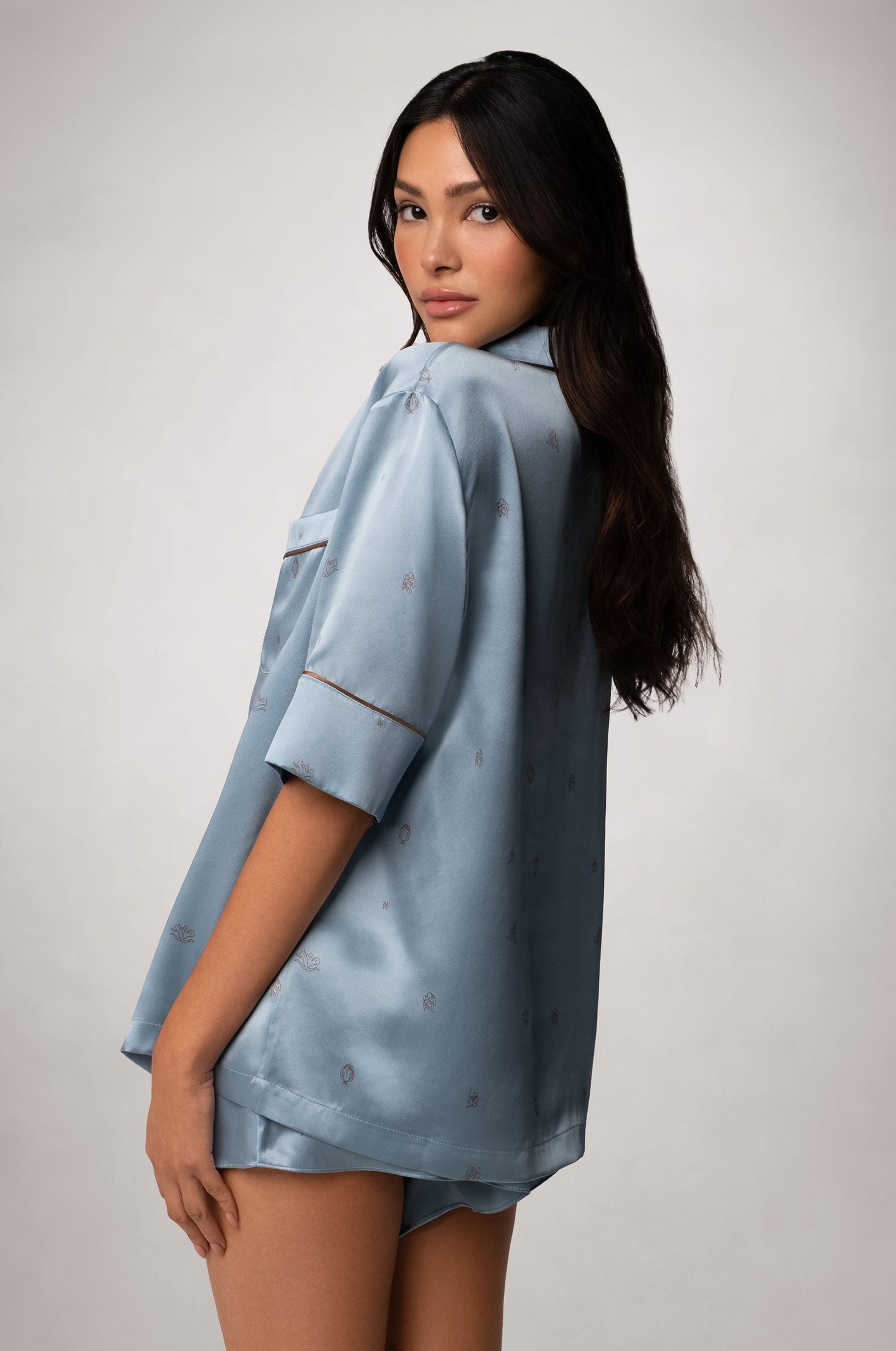 SILK LOUNGE LES PARTENAIRES SHORT SLEEVE PJ TOP