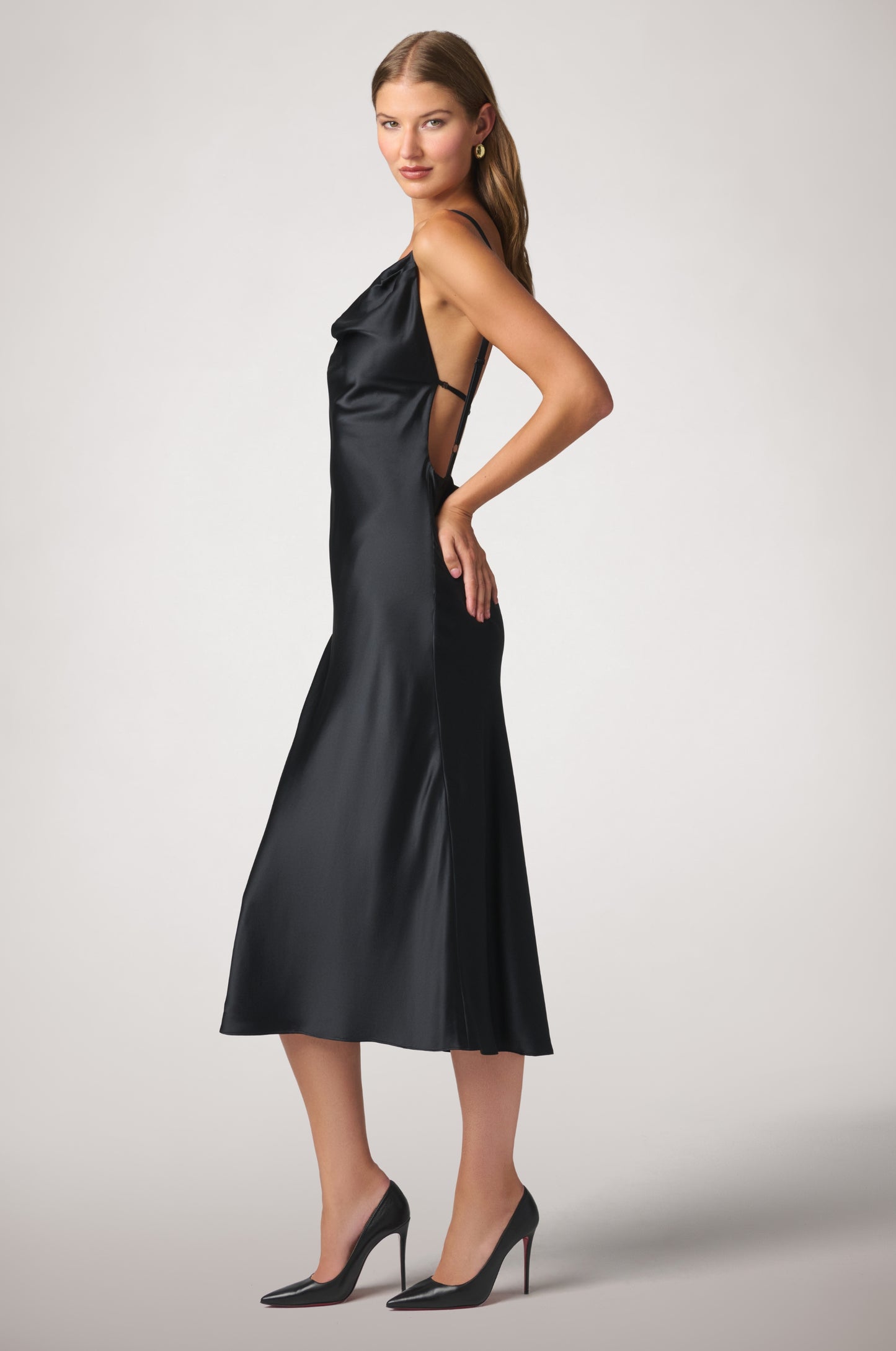 SOIE DRAPED MIDI DRESS