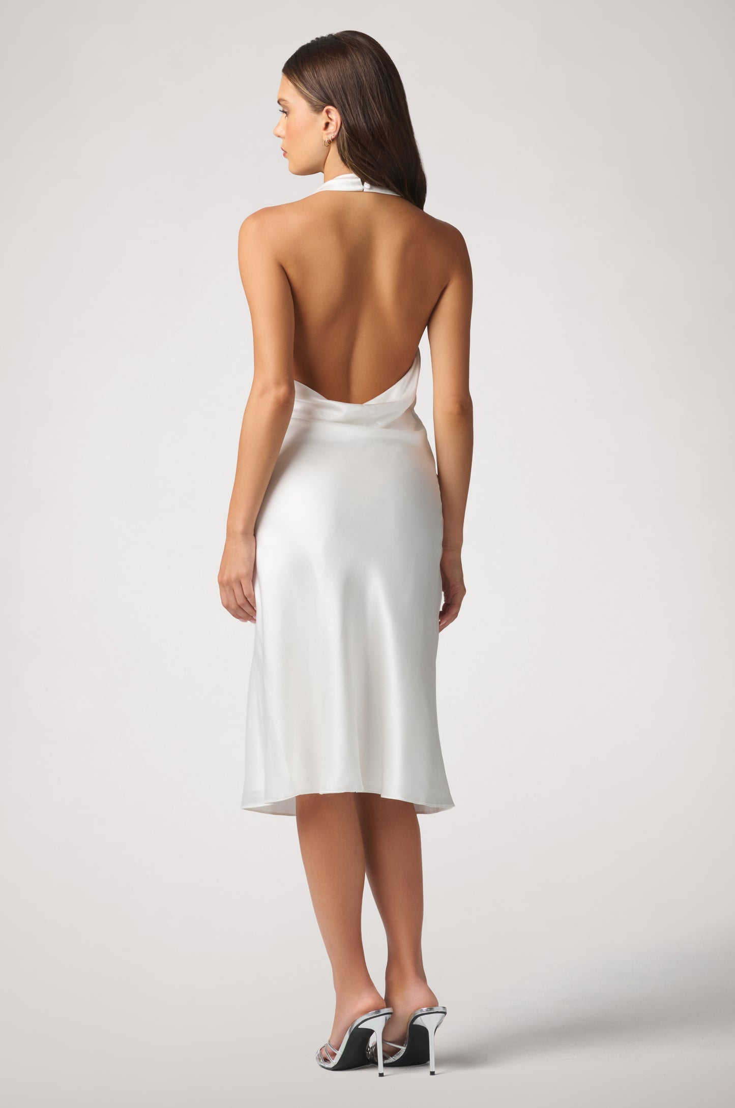 SOIE COWL HALTER MIDI DRESS
