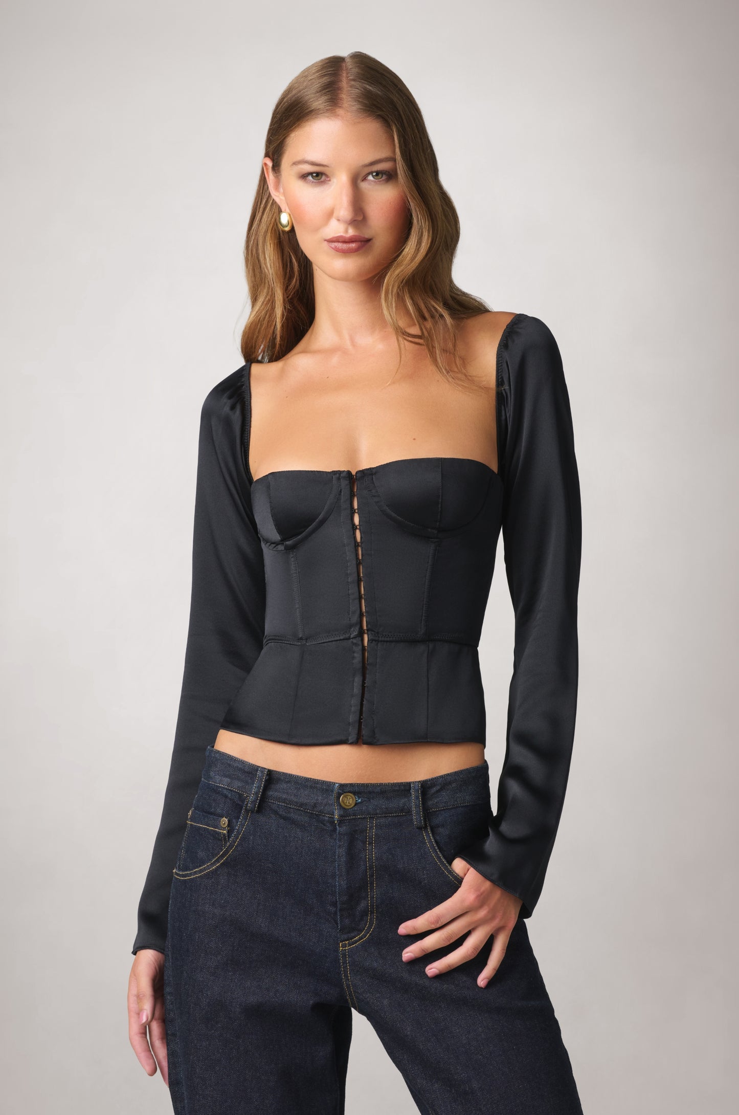 SOIE LONG SLEEVE BUSTIER TOP