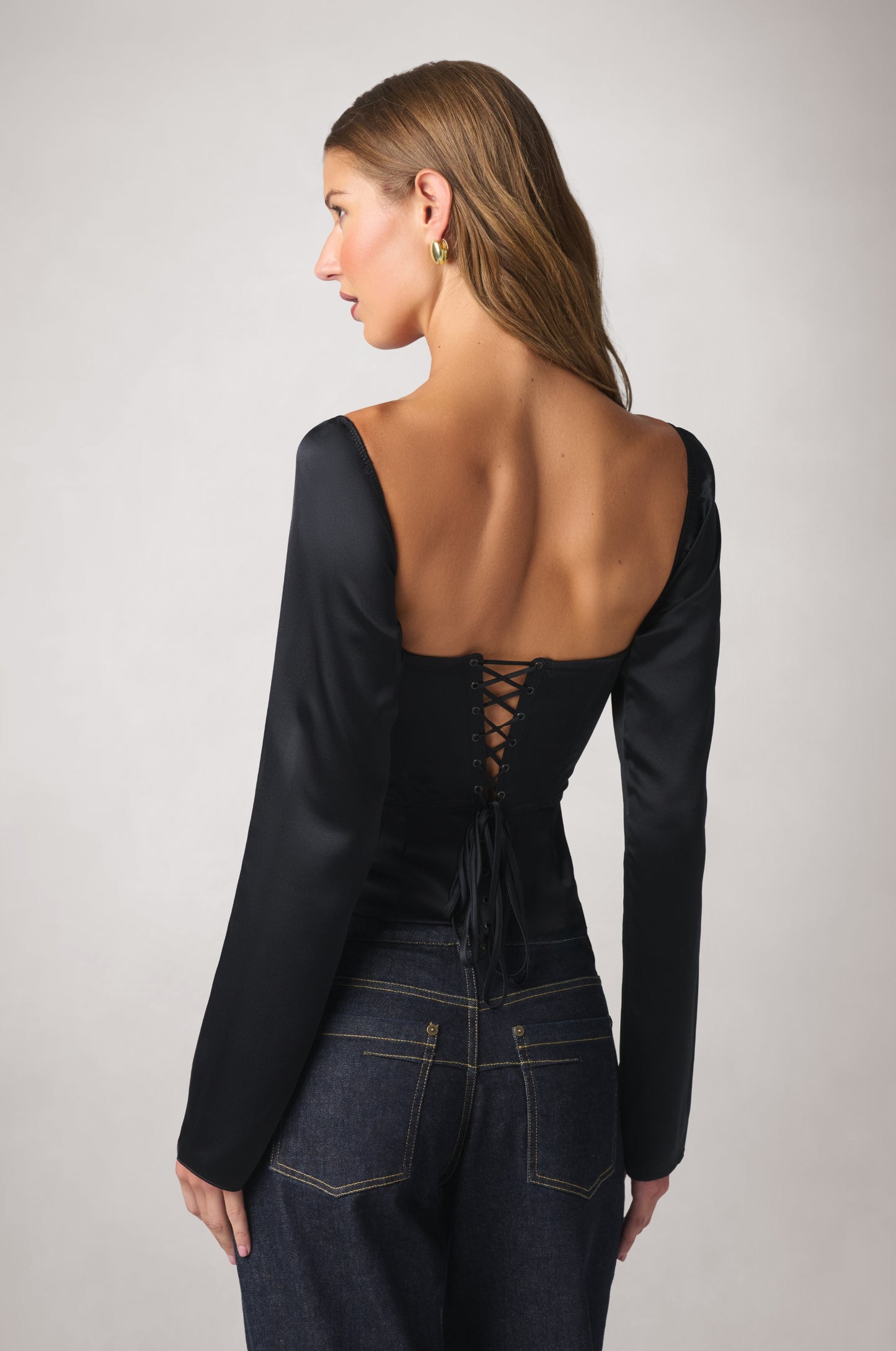 SOIE LONG SLEEVE BUSTIER TOP