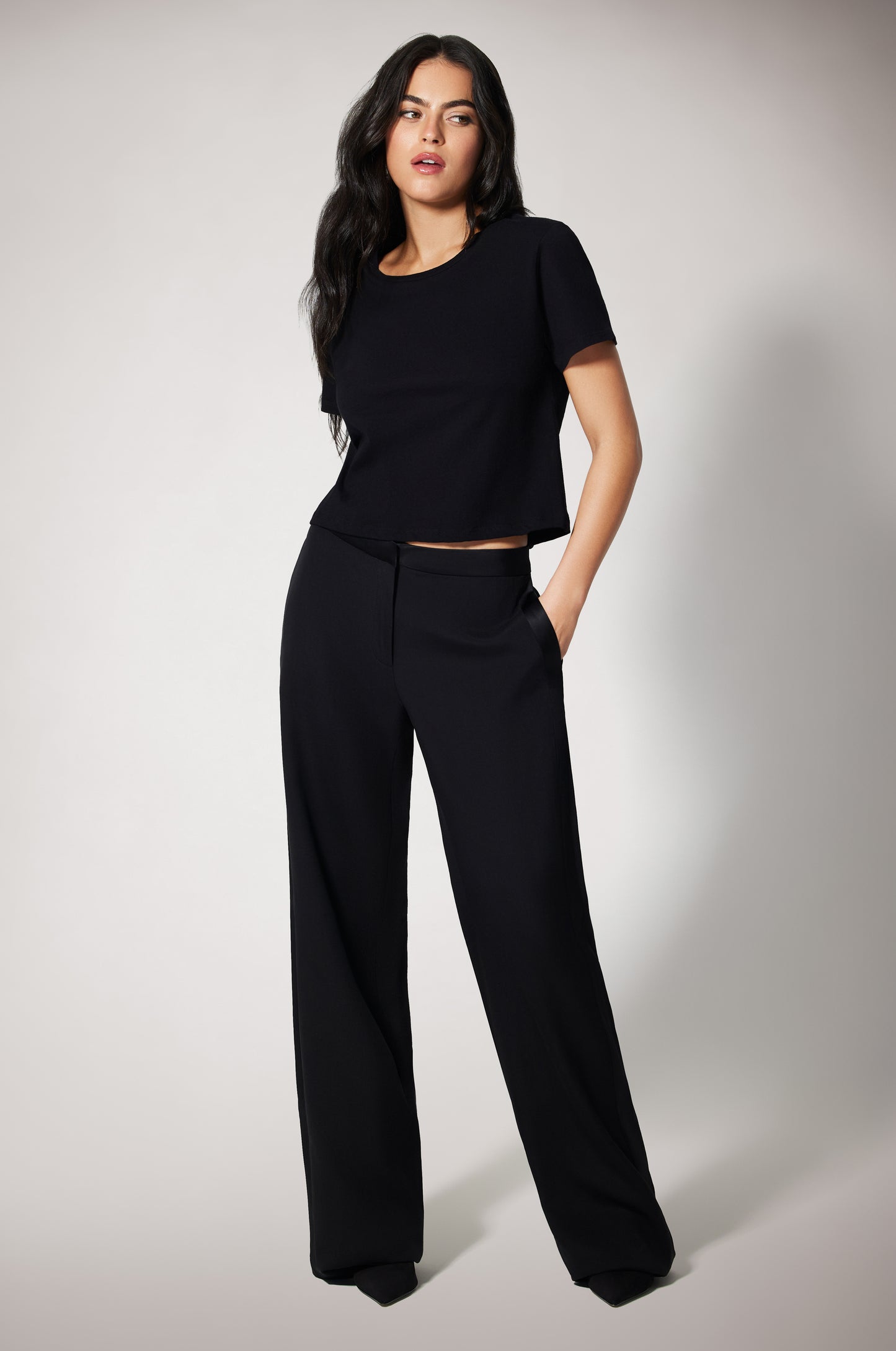 Silk Touch Short Sleeve Crew Black Front