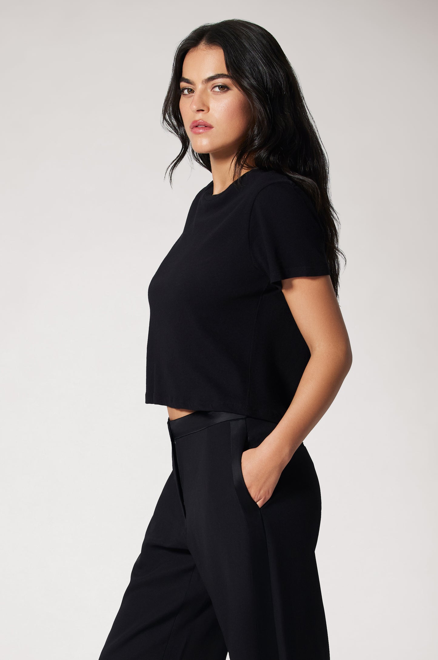Silk Touch Short Sleeve Crew Black Side