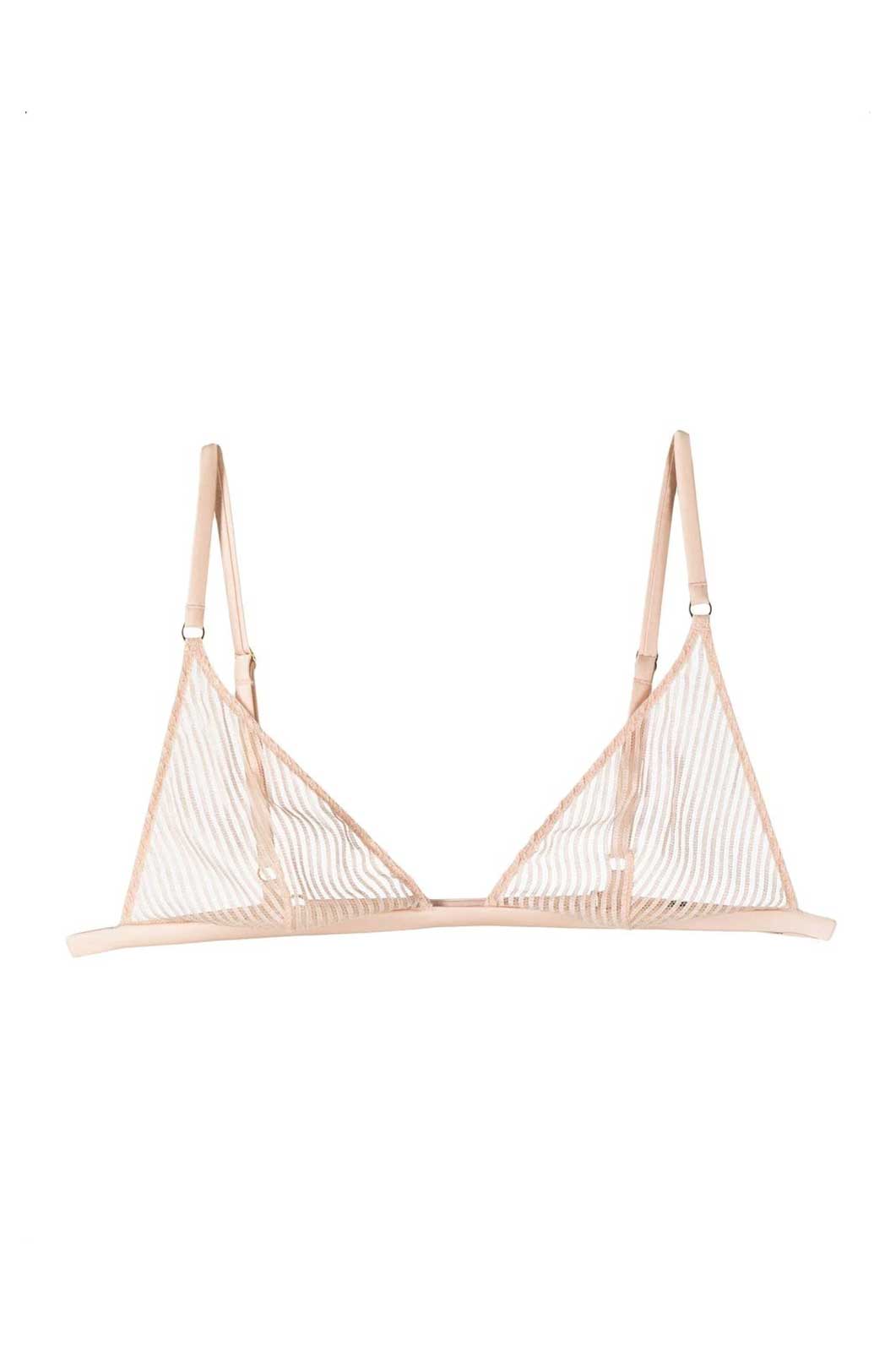 Sheer stripe triangle soft bra thin adjustable straps 