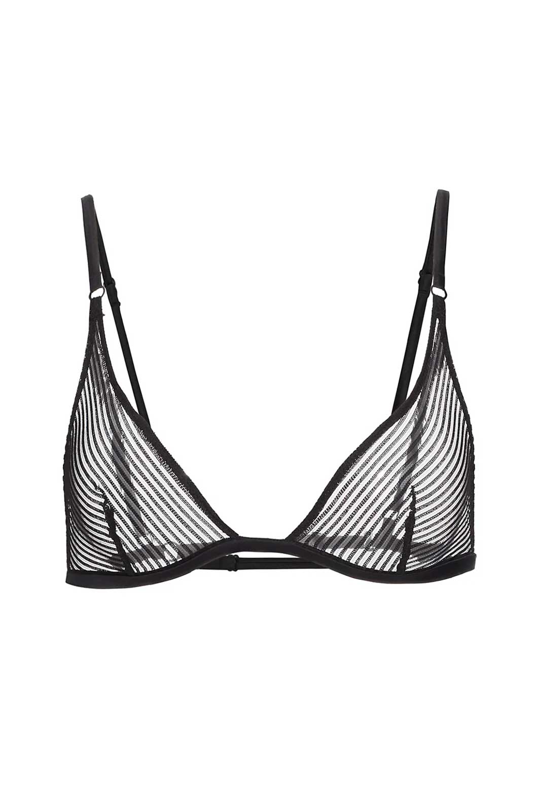 Sheer stripe triangle soft bra thin adjustable straps 