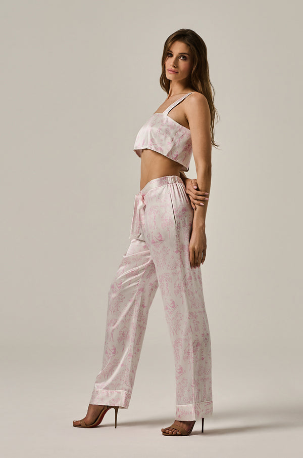 Kiki de Montparnasse geometric-pattern print silk pajama bottoms - Purple
