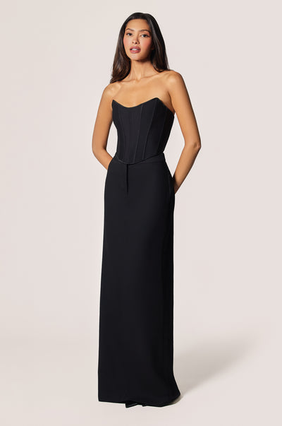 Black Tuxedo Formal Long Skirt, front view 2