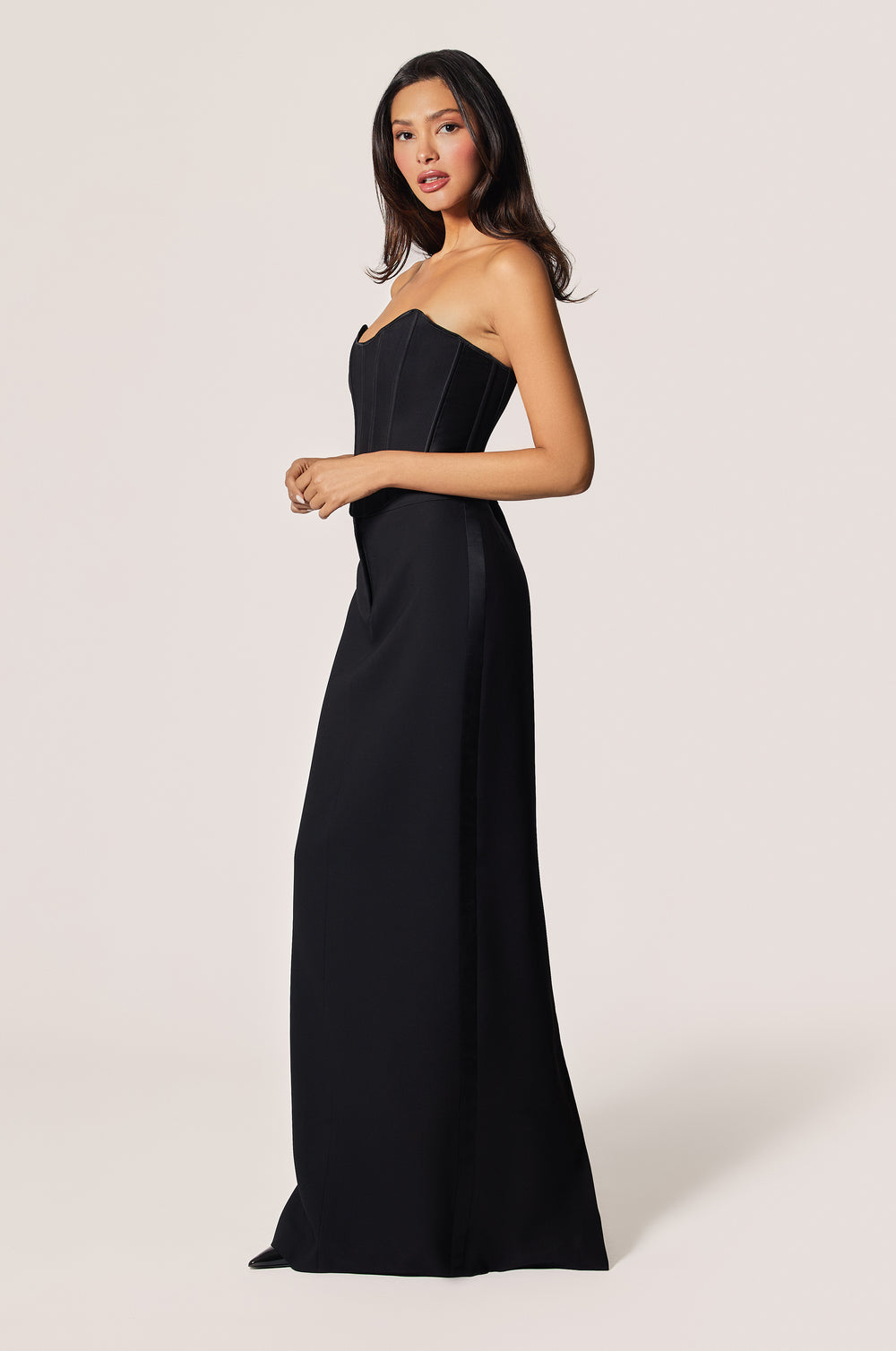 Black Boning Sweetheart Neckline Tuxedo Bustier Corset, side view