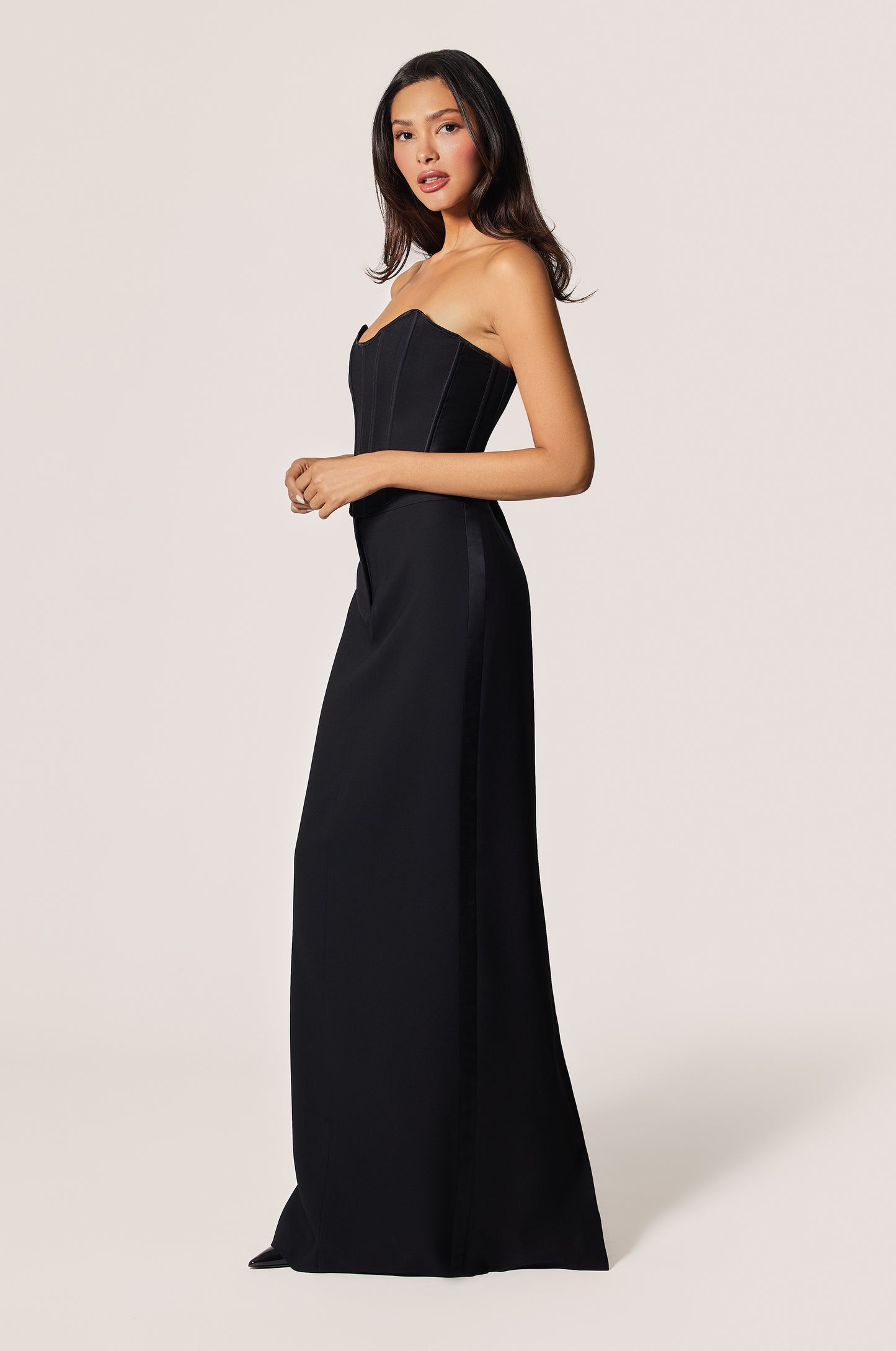 Black Boning Sweetheart Neckline Tuxedo Bustier Corset, side view