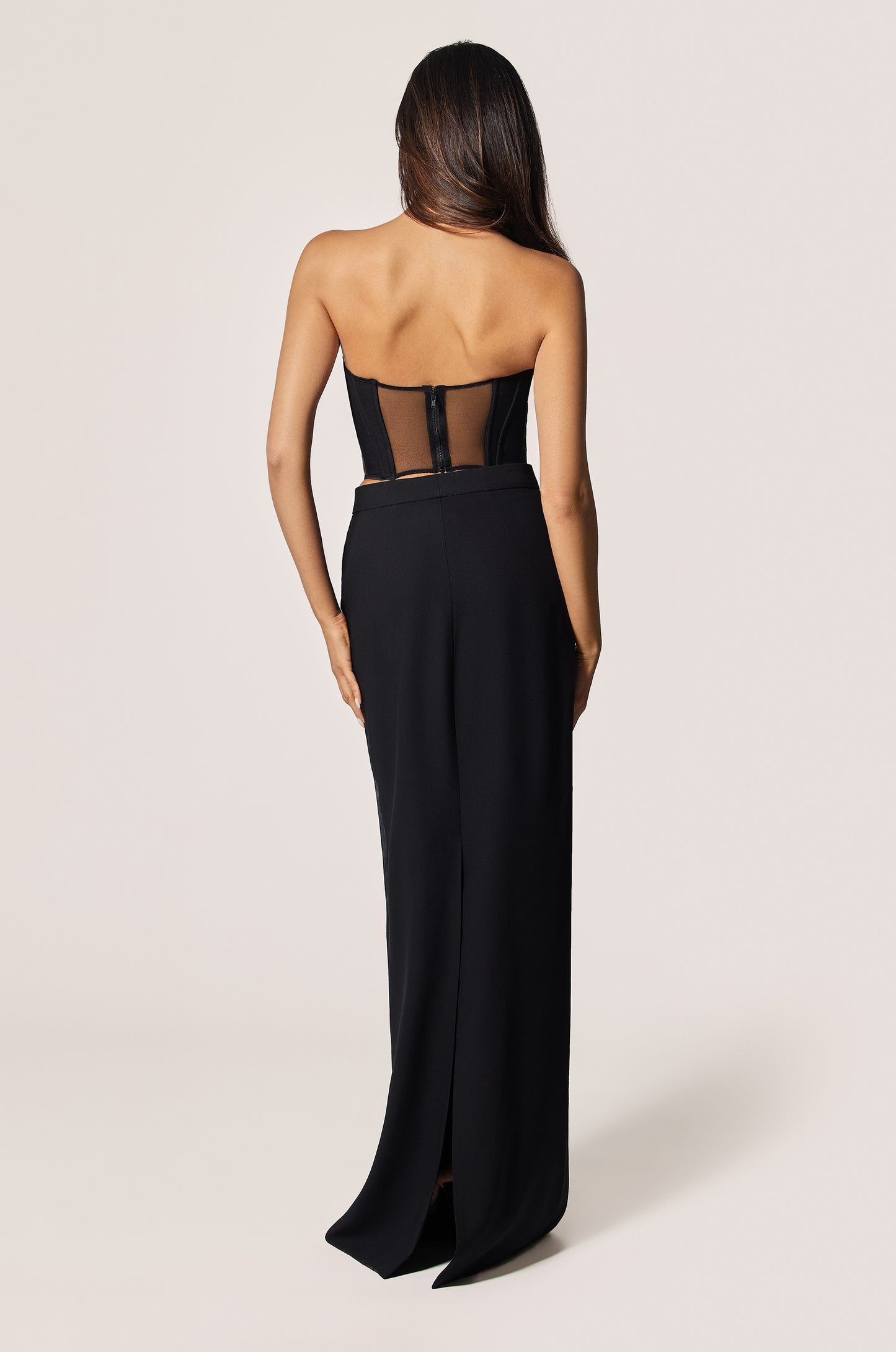 Black Boning Sweetheart Neckline Tuxedo Bustier Corset, back view