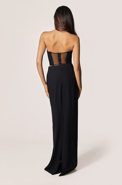 Black Boning Sweetheart Neckline Tuxedo Bustier Corset, back view