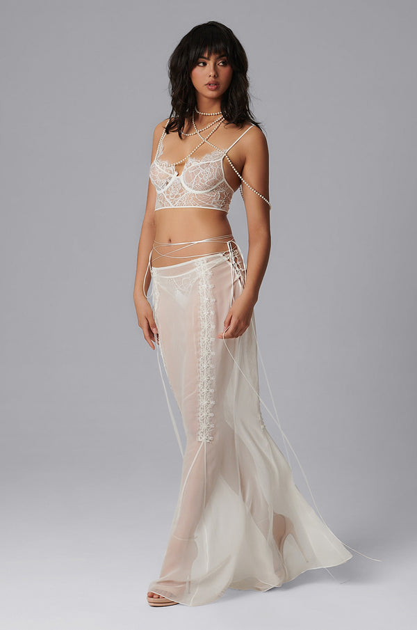 Kiki De Montparnasse Women's Bridal Demi Bra, Ivory, White, 32B at