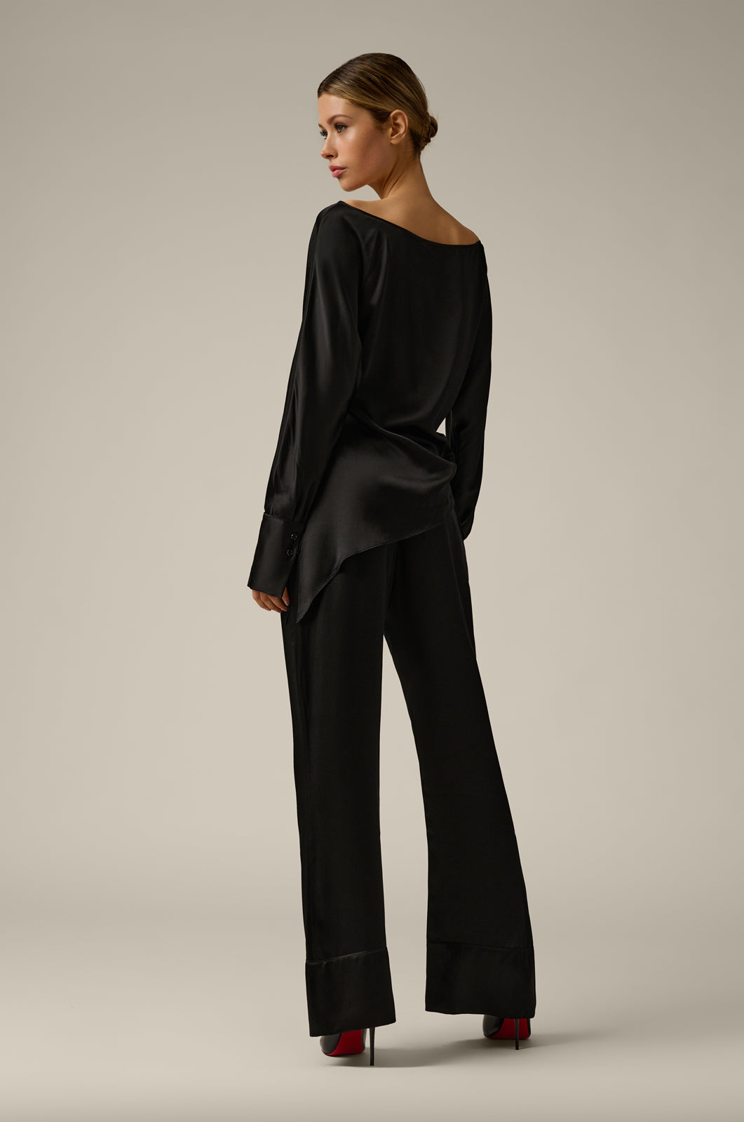 silk oversized pant trouser back view